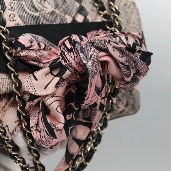 CHANEL Chain V Stitch Shoulder Bag Corduroy Pink Gold CC Auth - Picture 6 of 15